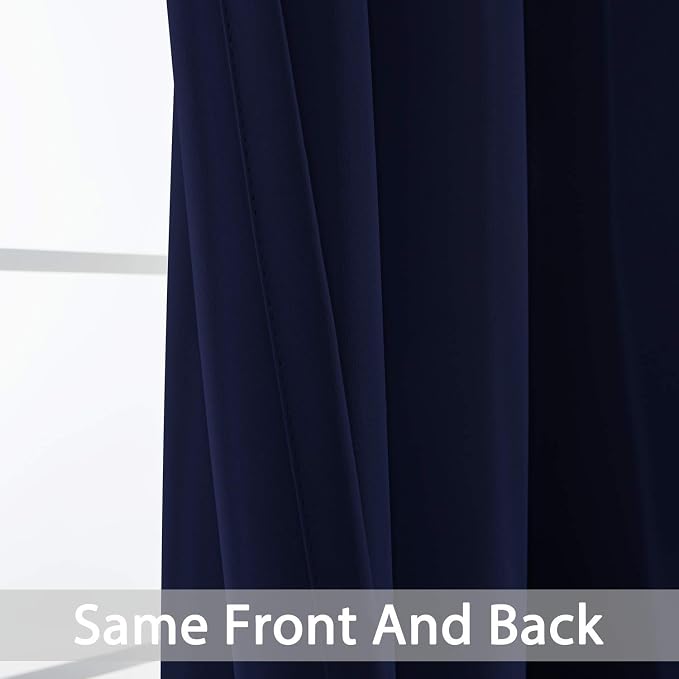 Yakamok Room Darkening Curtains 52x63 inch Length Navy Blue-Living Room | 2 - Image 6