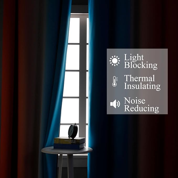 Ombre Orange and Blue Blackout Curtains 52Wx63L Inch Long | Gradient Curtains - Image 3
