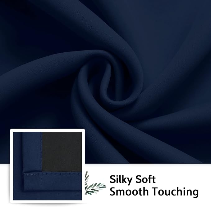SimpleHome Navy Blue 100% Blackout Curtains Room Darkening Living Room 63 | - Image 7