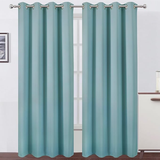 Blackout Curtains 66 x 95 inch/Stone Blue Curtains Set of 2 Panels/Thermal by Lemomo