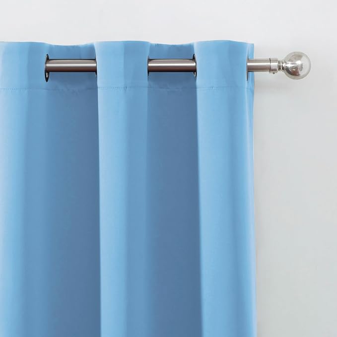 Sky Blue Blackout Curtains 34 x 54 Inch Length/Set of 2 Curtain Panels/Thermal - Image 6