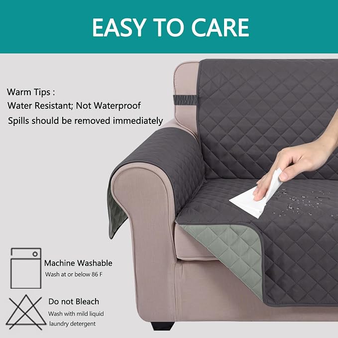 U-NICE HOME Large Sofa Cover Reversible Couch Cover, Dark Grey/Light Grey | - Image 5