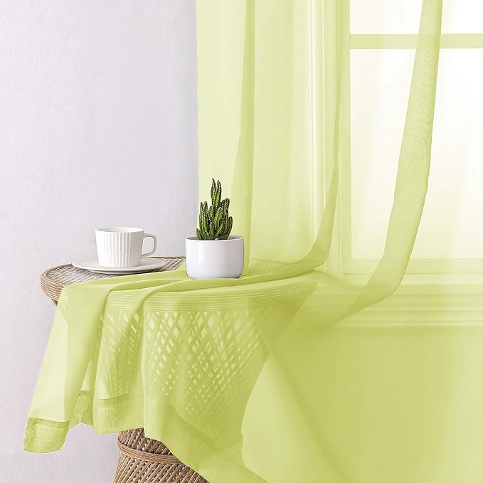 Lemon Sheer Curtains 84 Inches Long 2 Panels, Solid Voile Light Filtering Airy - Image 7