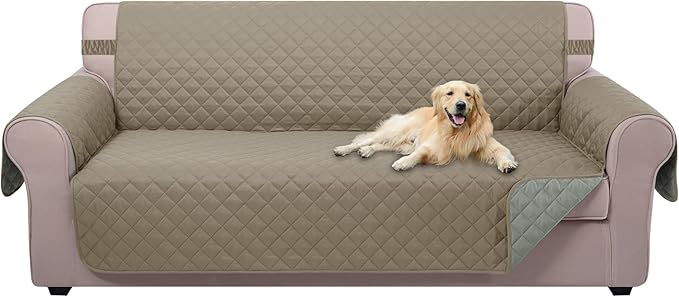 U-NICE HOME Large Sofa Cover Reversible Couch Cover, Khaki/Light Grey | by U-NICEHOME