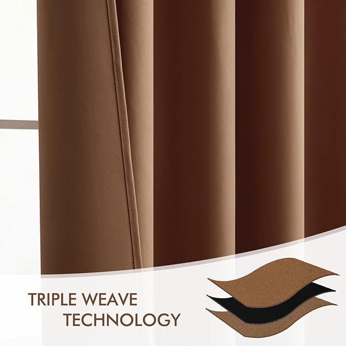 MIULEE Cappuccino Brown Back Tab Blackout Curtains 52"x84" Long 2 Panel Set | - Image 7