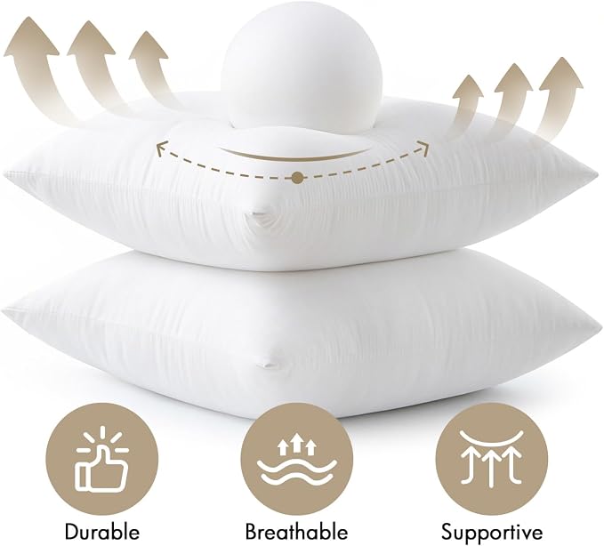 MIULEE 16x16 Pillow Inserts 4 Pack, 100% Virgin Fiber Filling Throw Pillows | - Image 4