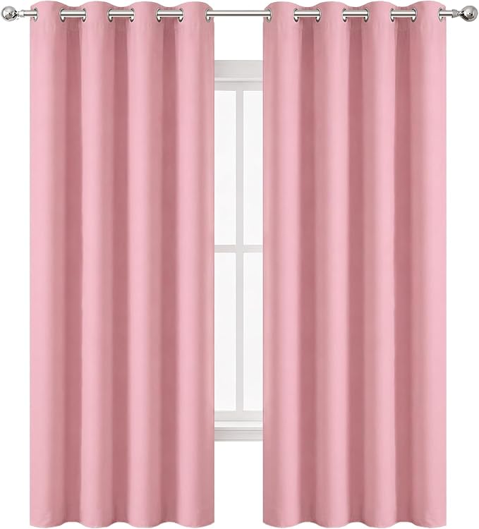 Pink Thermal Blackout Curtains/52 x 95 Inch/Set of 2 Panels Room Darkening - Image 2