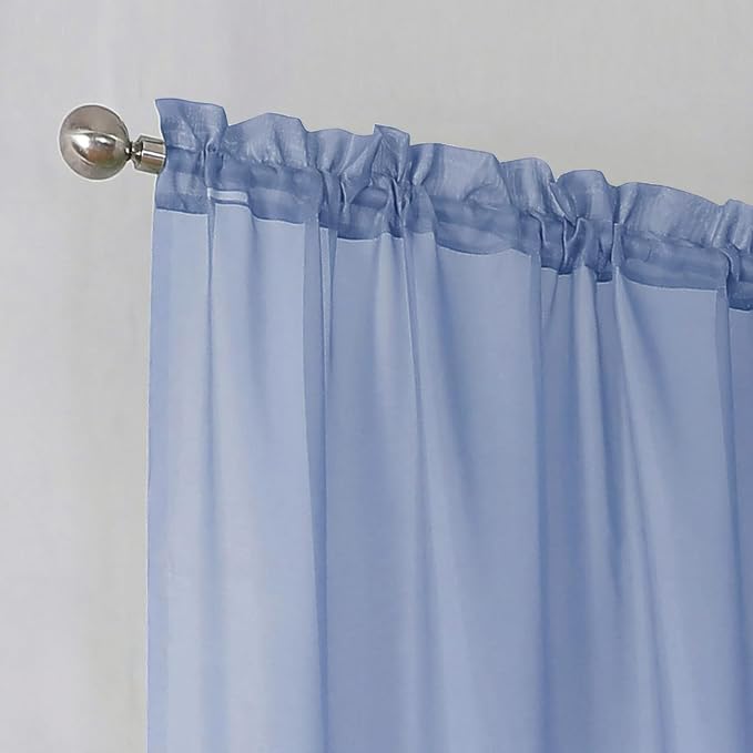 Simplebrand Rod Pocket Top Solid Voile Sheer Curtains - Image 6