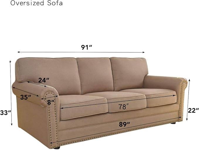 Easy-Going Stretch Oversized Sofa Couch Slipcover Washable Cream | 1-Piece - Image 3
