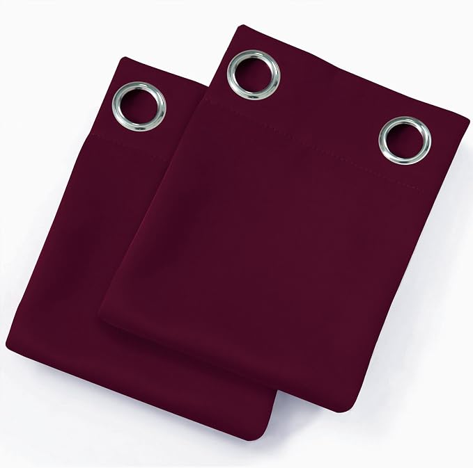 Blackout Curtains 66 x 72 Inch Long Burgundy Red Curtains Set of 2 Panels Room - Image 9