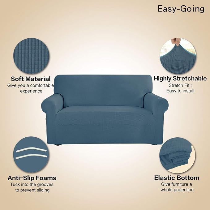 Easy-Going Stretch 4 Seater Oversized Sofa Couch Cover Bluestone | 1-Piece - Image 4
