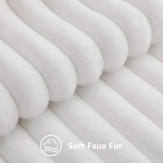 decorUhome Fall Faux Fur Throw Pillow Covers 16x16 Set of 2 White | Decorative - Image 2