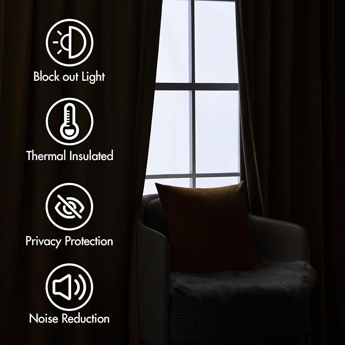 MIULEE Velvet Curtains 52x96 inches 2 Panels Gold Brown Blackout Curtains | - Image 5
