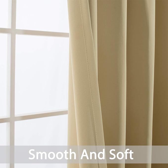 Yakamok Room Darkening Curtains 52x63 inch Length Beige-Living Room | 2 panels - Image 6
