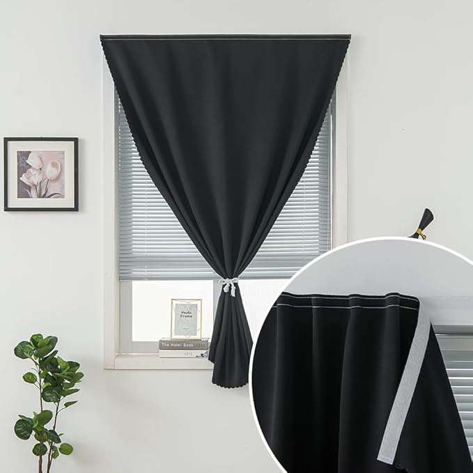 Portable Light Blocking Curtains Self Stick Design Removable Adhesive Window - Image 6