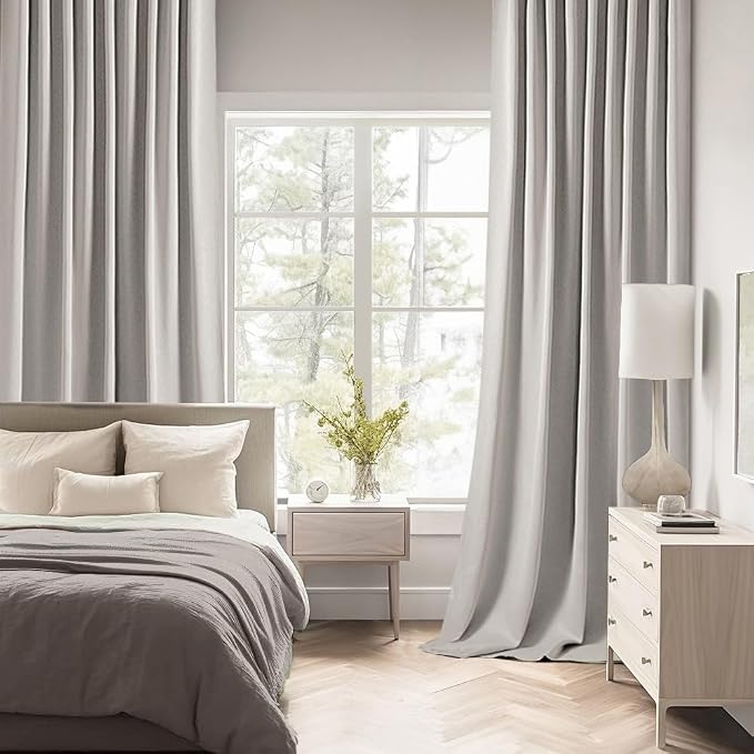 MIULEE Cobblestone Back Tab Blackout Curtains 52x96 Inch Long 2 Panels Set | - Image 3