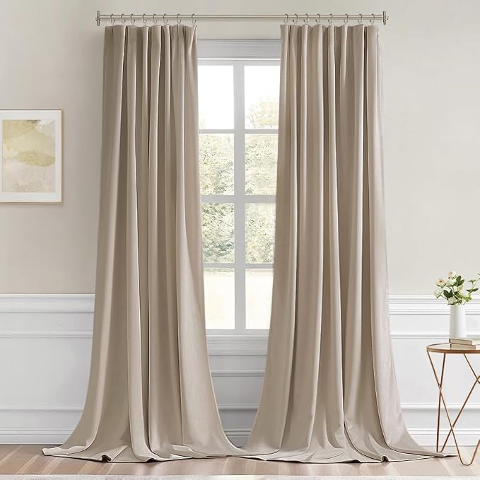 MIULEE Taupe Back Tab Blackout Curtains 52x108 Inch Long 2 Panels Set | Rod - Image 9