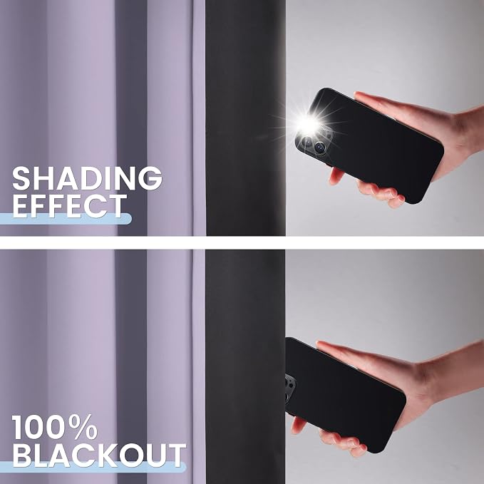 SimpleHome Lilac 100% Blackout Curtains Room Darkening Living Room 63 Inch | - Image 4