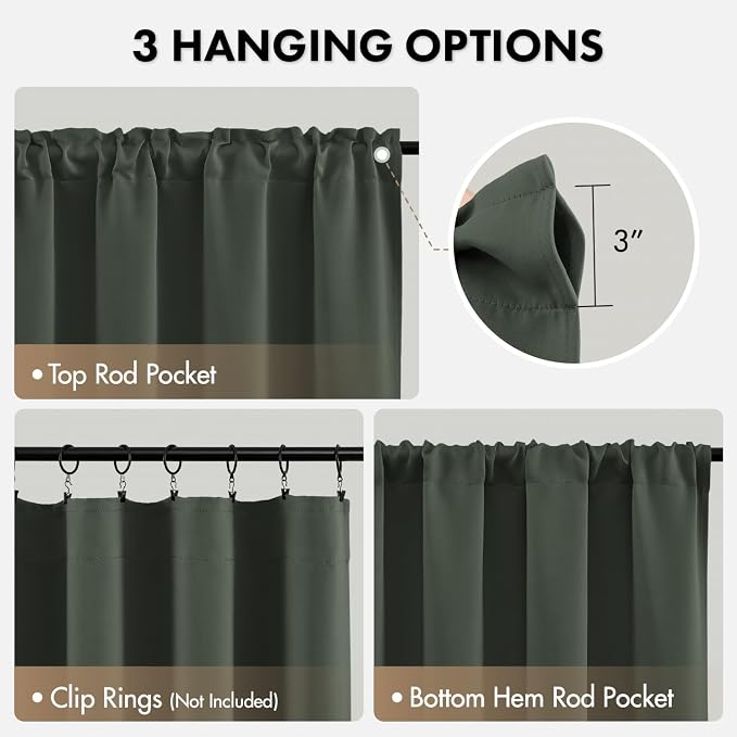 MIULEE 84 Inch Length Dark Mallard Blackout Bedroom Curtains Set of 4 | Thermal - Image 6