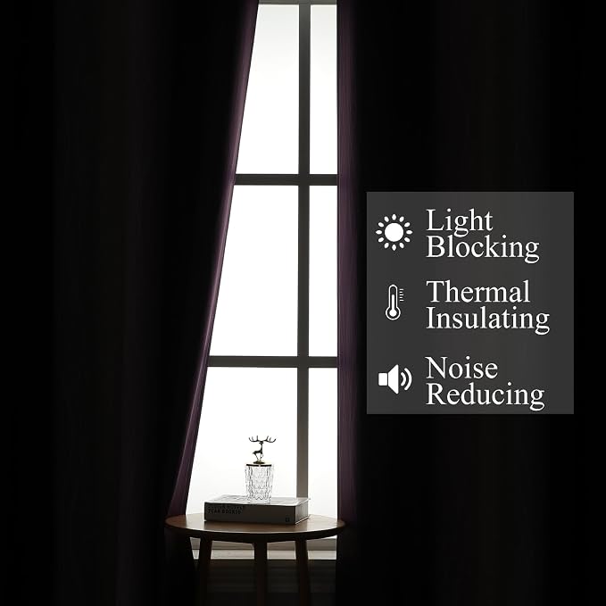 Black and Purple Ombre Blackout Curtains 102 Inch Length | Room Darkening - Image 3