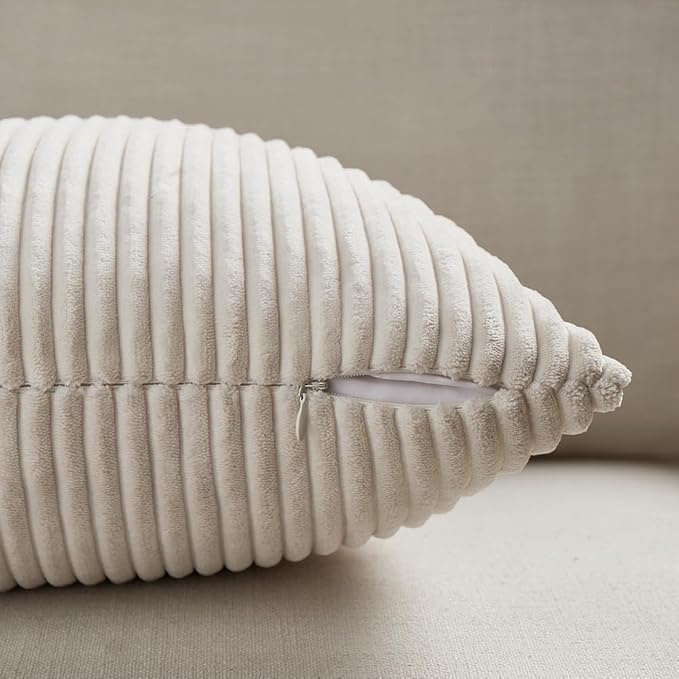 Fancy Homi 2 Packs Cream Big Decorative Throw Pillow Covers 24x24 Inch - Image 4