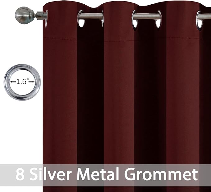 Yakamok Room Darkening Curtains 52x90 inch Length Burgundy Red-Living Room | 2 - Image 3