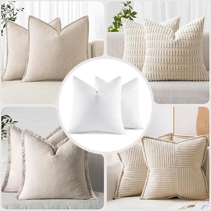 MIULEE 22x22 Pillow Inserts, Double-Layer Down-Proof Cotton Cover, Decorative - Image 7