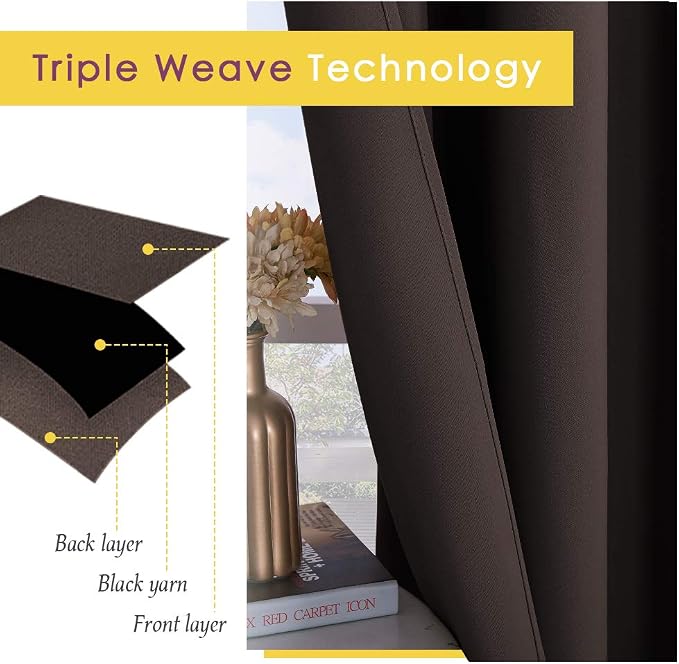 NICETOWN Room Darkening Draperies Curtains, Energy Smart Thermal Insulated - Image 3