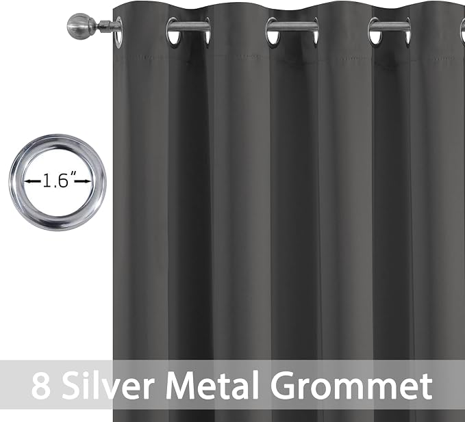 Yakamok Room Darkening Curtains 52x72 inch Length Charcoal Grey-Living Room | 2 - Image 3