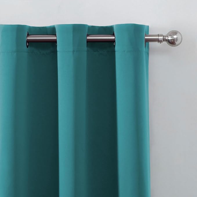 Sea Teal Blackout Curtains 34 x 63 Inch Length/Set of 2 Curtain Panels/Thermal - Image 6