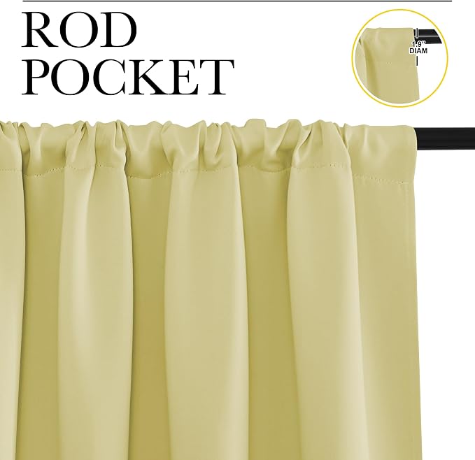 NICETOWN Blackout Curtains for Bedroom, Paler Yellow, 1 Pair, 42 by 45-inch - Image 2
