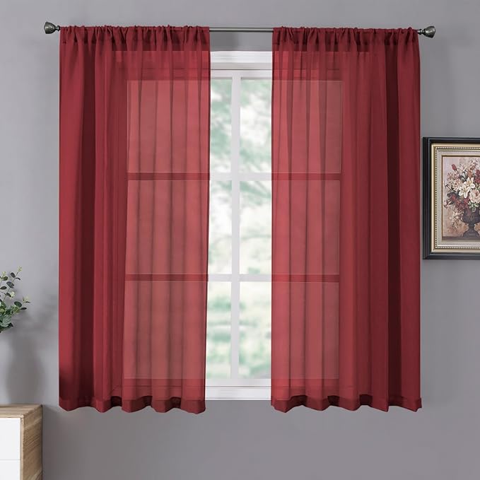 Tollpiz Short Sheer Curtains Living Room Linen Textured Curtain Sheers Light by Tollpiz