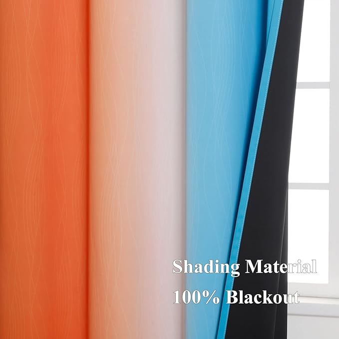 Ombre Orange and Blue Blackout Curtains 52Wx63L Inch Long | Gradient Curtains - Image 5