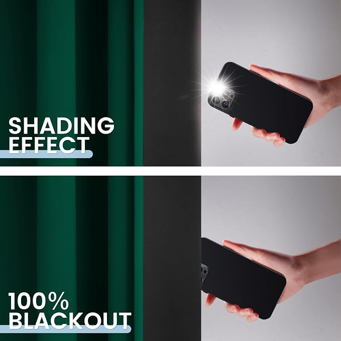 SimpleHome Dark Green 100% Blackout Curtains Room Darkening Living Room 63 | - Image 4
