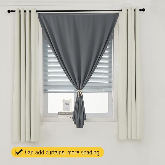 Blackout Curtains with Self Adhesive Tape No Rod No Drill Easy Install Window - Image 8