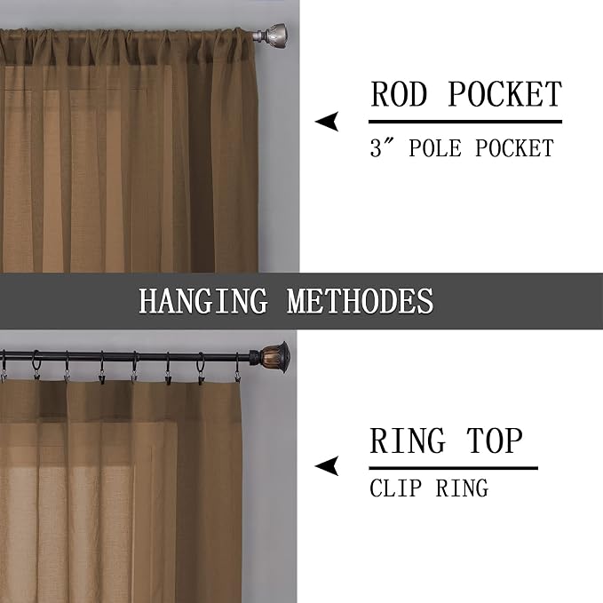 Tollpiz Short Sheer Curtain Linen Textured Bedroom Curtains Sheer Light - Image 5