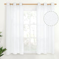 YoungsTex White Linen Semi Sheer Curtains 45 Inch Length 2 Panels | Short Light by YoungsTex