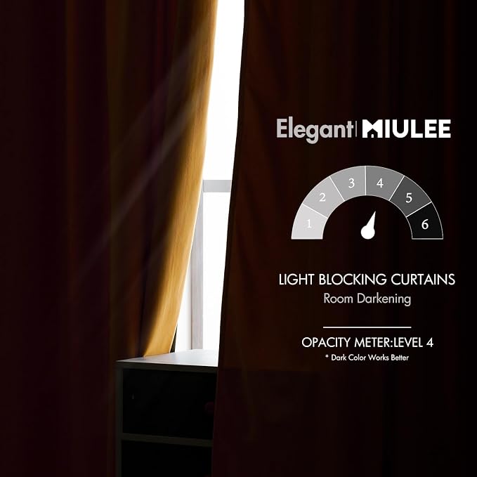 MIULEE Velvet Blackout Curtains 52x90 inches 2 Panels Mustard Yellow | Luxury - Image 5