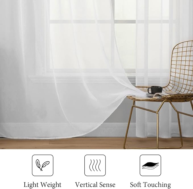 MIULEE 2 Panels White Sheer Curtains - Image 5
