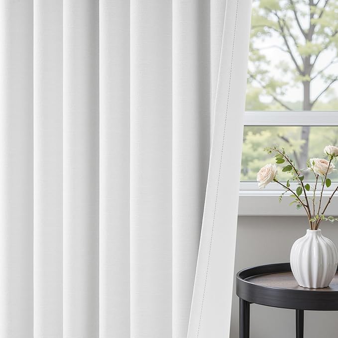 Topfinel 95 inch Living Room Curtains 2 Panels 100% Blackout Linen Texture - Image 6