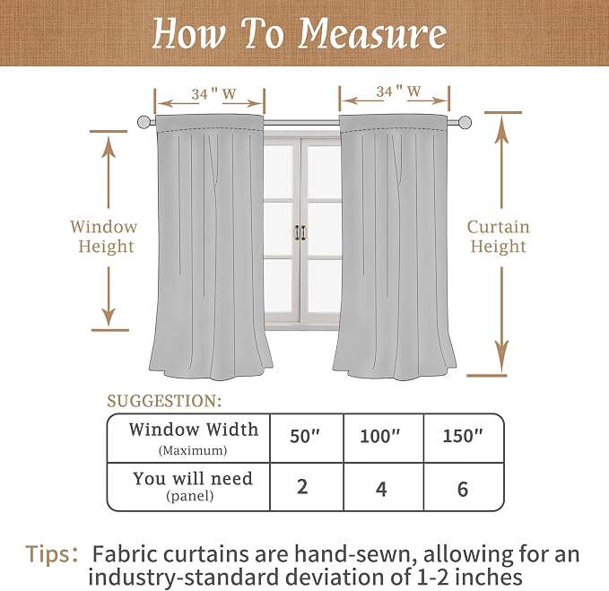 Ivory 100% Blackout Linen Curtains 48 Inches Long, 34 x 48 Inch | Linen Textured - Image 7
