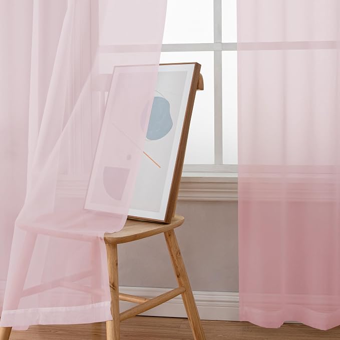 Sheer Curtain 72 Inches Long 2 Panels Set, Elegant Airy Transparent Rod Pocket - Image 3