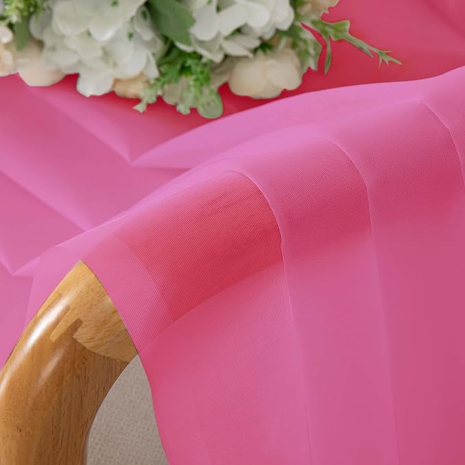 Hot Pink Sheer Curtains for Bedroom Living Room 96 Inches Long 2 Panels Set - Image 6