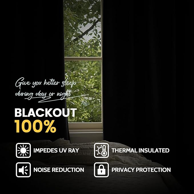 Yakamok Dark Green 100% Blackout Curtains 63 Inches Long 50" Wide 2 Panels | - Image 8