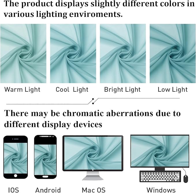 Aqua Sheer Curtains for Living Room 72 Inches Long 2 Panels, Dual Rod Pockets - Image 4