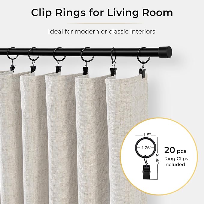 INOVADAY Linen Textured 100% Blackout Sliding Door Curtains 102x84 Beige | 1 - Image 5