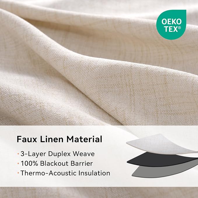 100% Blackout Linen Textured Short Small Curtains - Image 5