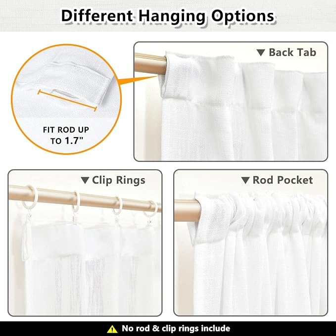 MYSKY HOME Short Curtains for Bedroom Small Windows, Light Filtering Sheer - Image 3