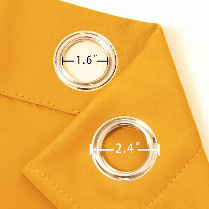 Yellow Blackout Curtains 42 x 54 Inch Length Set of 2 Panels Grommet Bedroom - Image 5