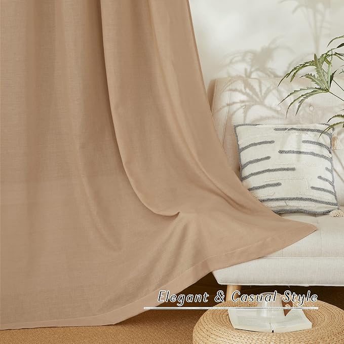 NICETOWN Living Room Linen Curtains Thick Flax Texture 96 inch Long, Grommet - Image 6